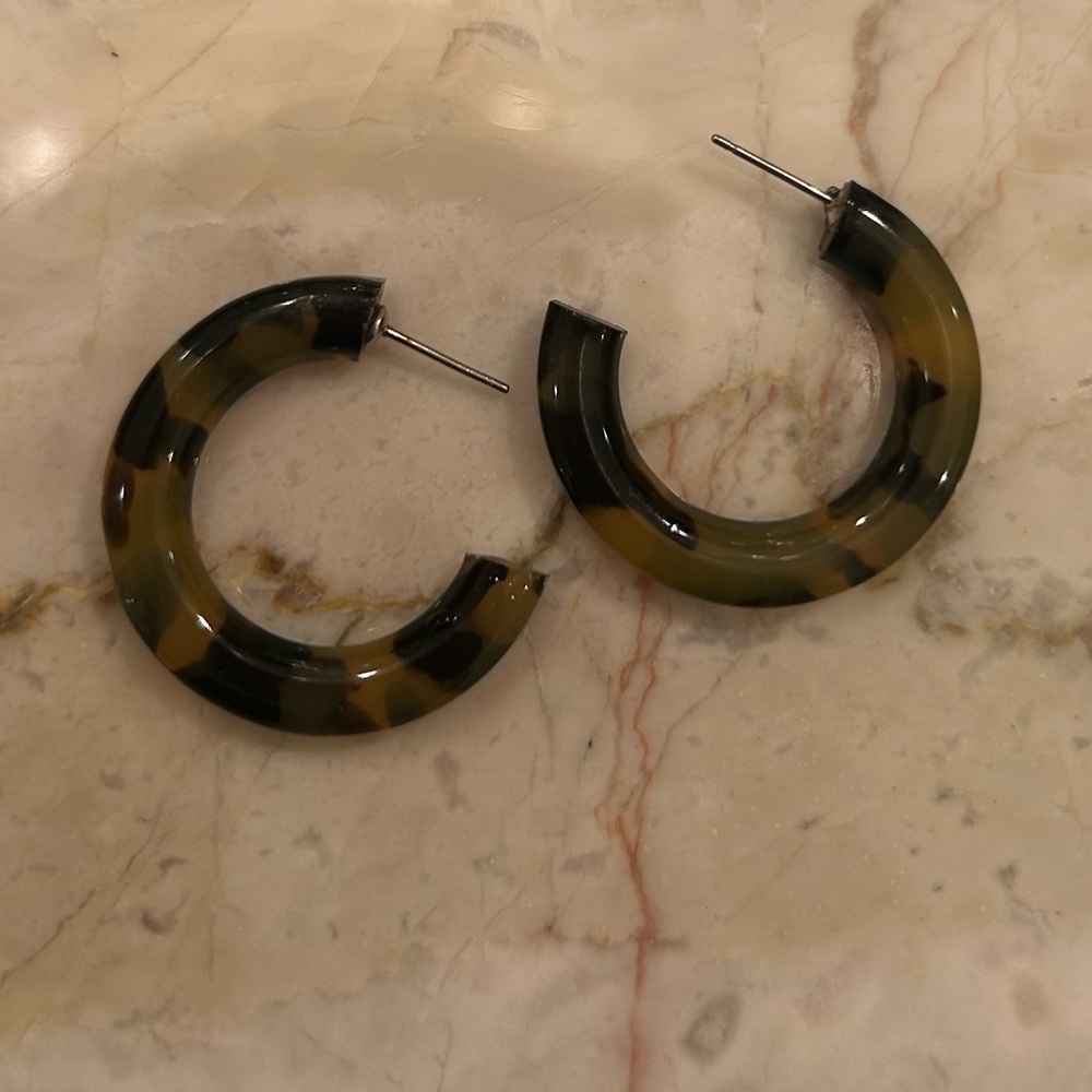 Hoop Earrings Faux Tortoiseshell